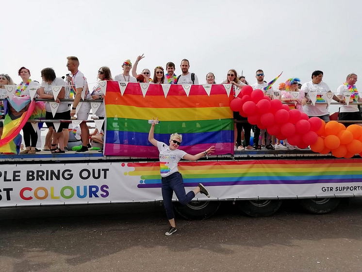 The GTR float at Brighton & Hove Pride 2019