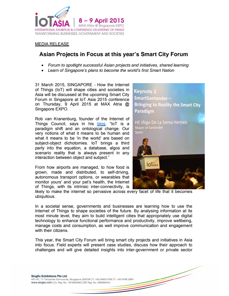 Asian Projects in Focus at this year’s Smart City Forum