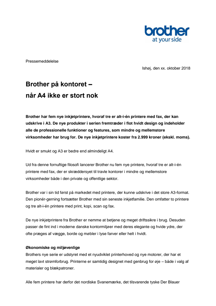Brother på kontoret – når A4 ikke er stort nok