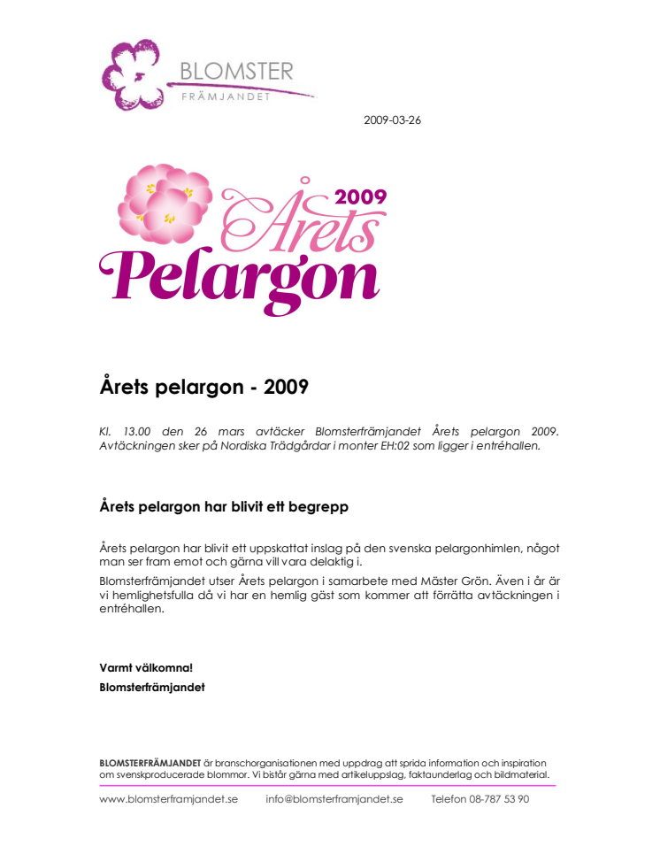 Årets pelargon - 2009  