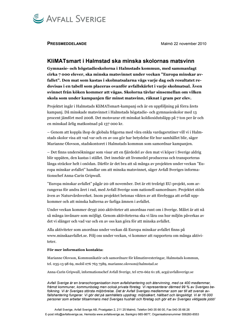 KliMATsmart i Halmstad ska minska skolornas matsvinn