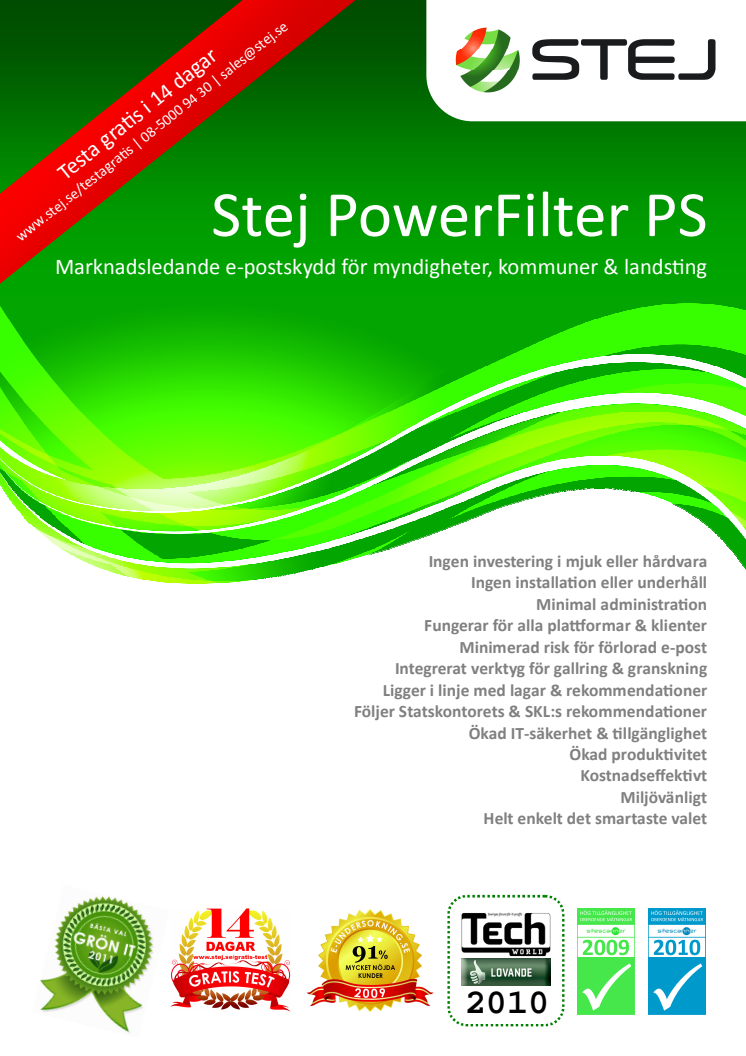 Informationsblad spamfilter offentlig sektor: Stej PowerFilter PS