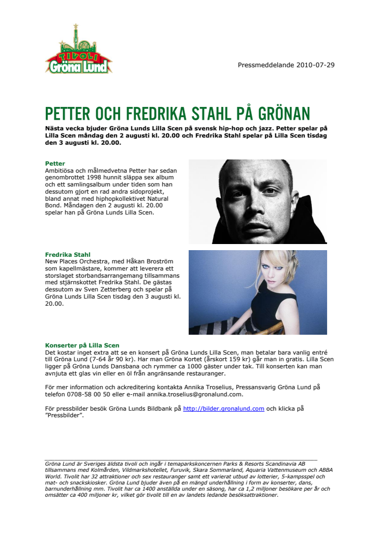 Petter och Fredrika Stahl på Grönan