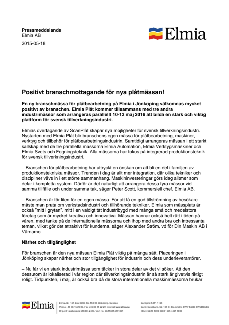 ​Positivt branschmottagande för nya plåtmässan