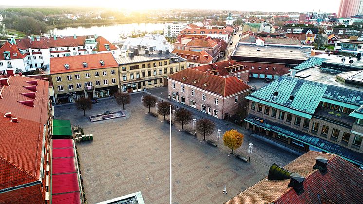 Vy Musikstad Falkenberg manerbild Radhustorget