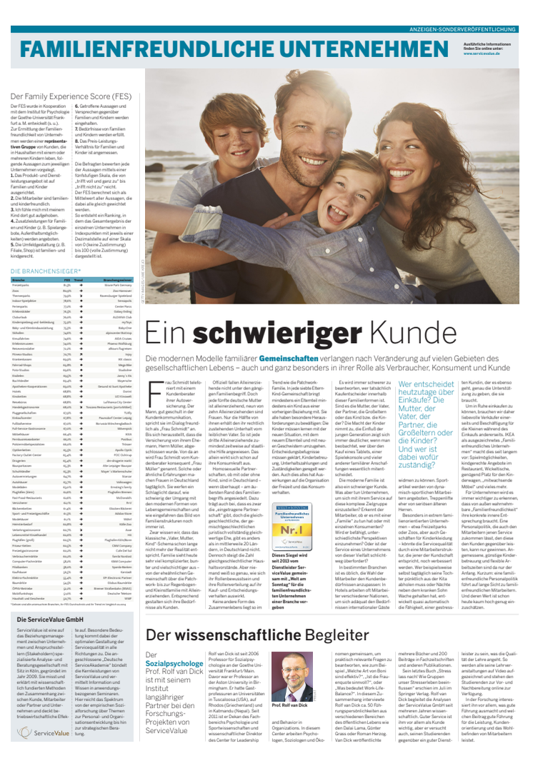 Familienfreundliche Unternehmen in WELT am SONNTAG (30.08.2015) 