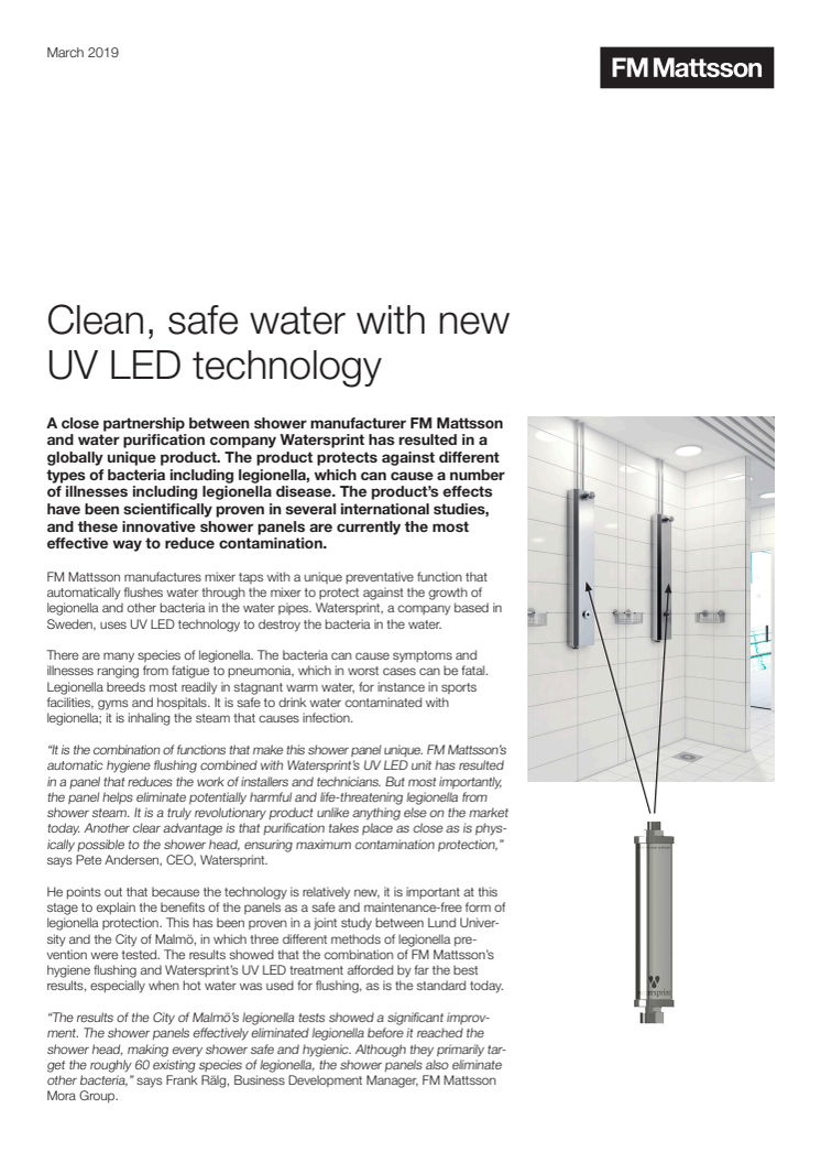 Clean, safe water with new UV LED technology