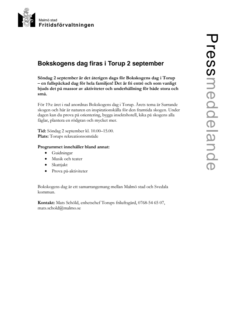 Bokskogens dag firas i Torup 2 september