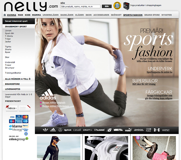 Nelly Sports Fashion – ny avdelning på Nelly.com