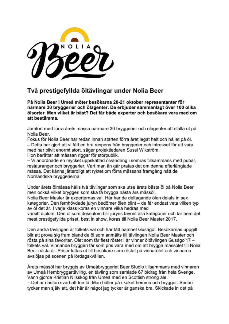 Två prestigefyllda öltävlingar under Nolia Beer