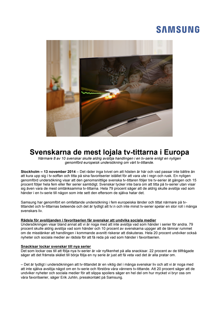 Svenskarna de mest lojala tv-tittarna i Europa