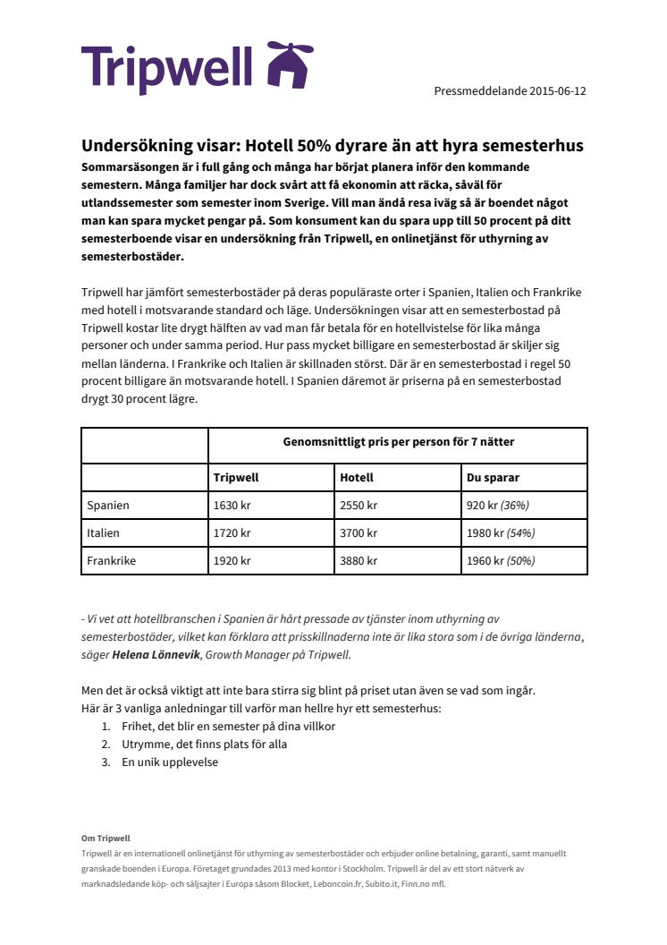 Undersökning visar: Spara upp till 50% på semesterboende