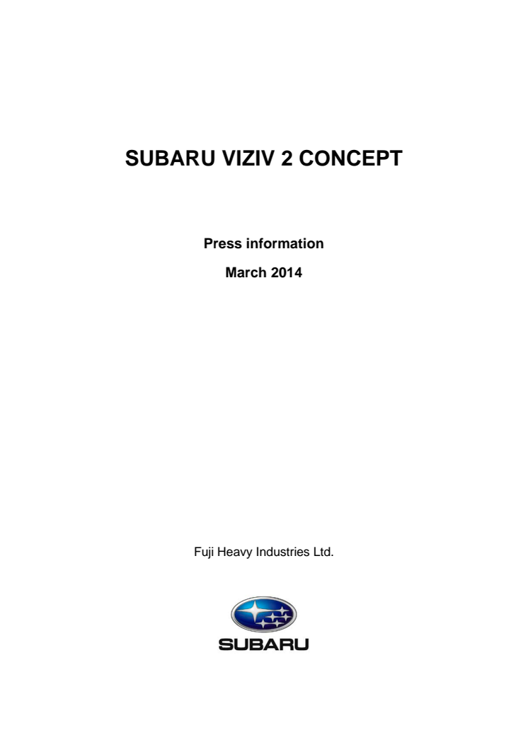 Verdenspremiere for Subaru VIZIV 2 Concept i Genève