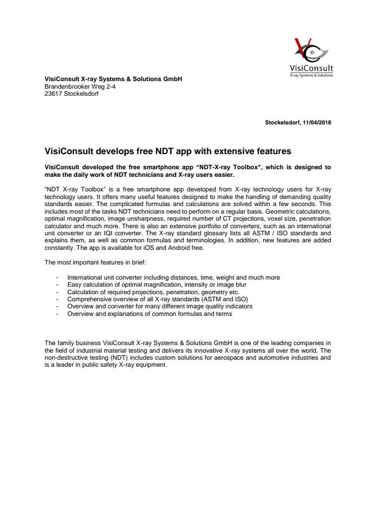 VisiConsult develops free NDT app with extensive features 