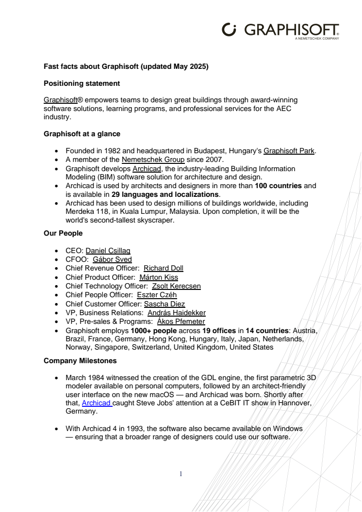 Fast Facts about Graphisoft