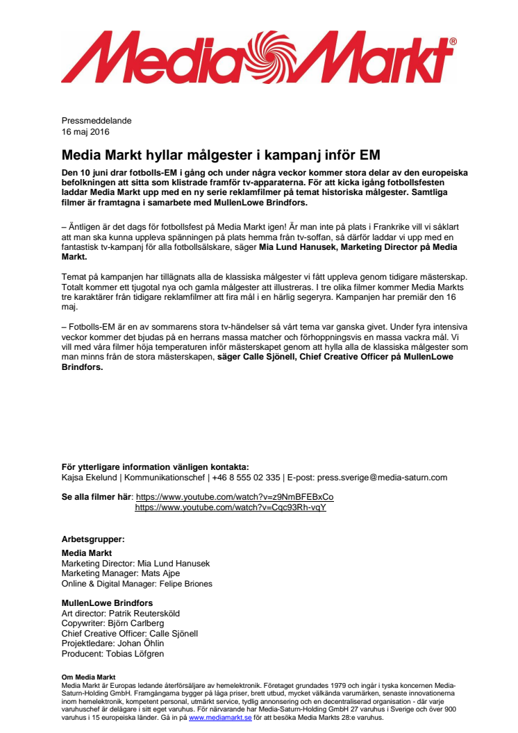 Media Markt hyllar målgester i kampanj inför EM