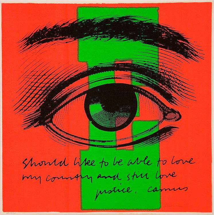 Syster Corita Kent, E eye love, 1968, screentryck, 57 x 57 cm 