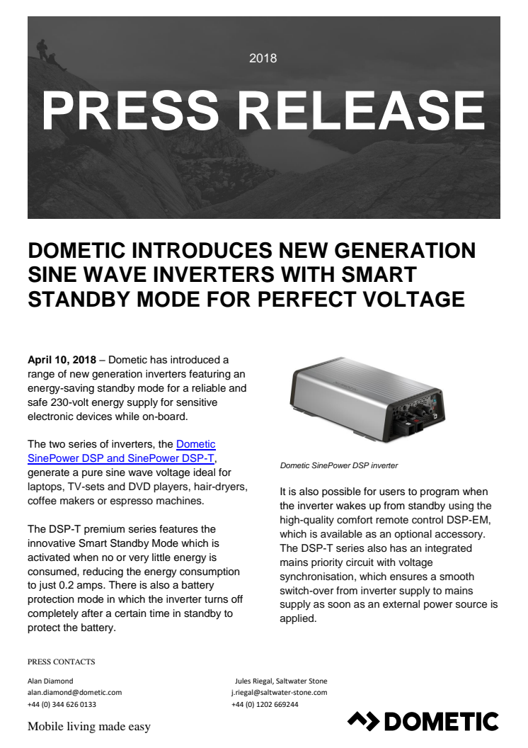 Dometic Introduces New Generation Sine Wave Inverters with Smart Standby Mode for Perfect Voltage