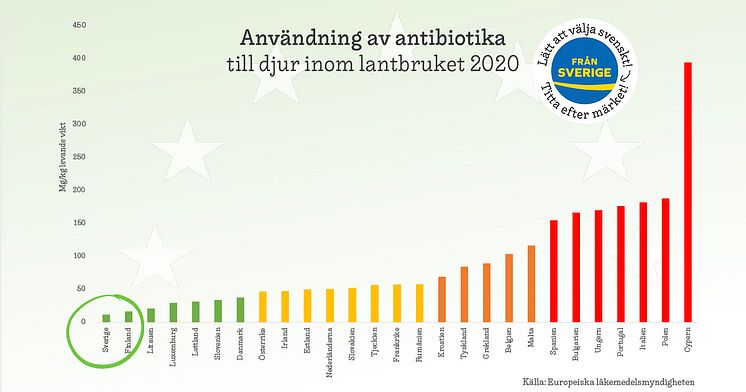 Användning av antibiotika till djur inom lantbruket 2020 inom EU