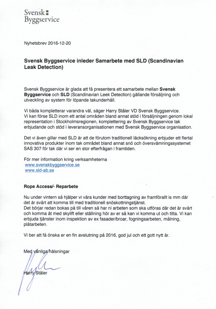 Svensk Byggservice inleder Samarbete med SLD (Scandinavian Leak Detection)