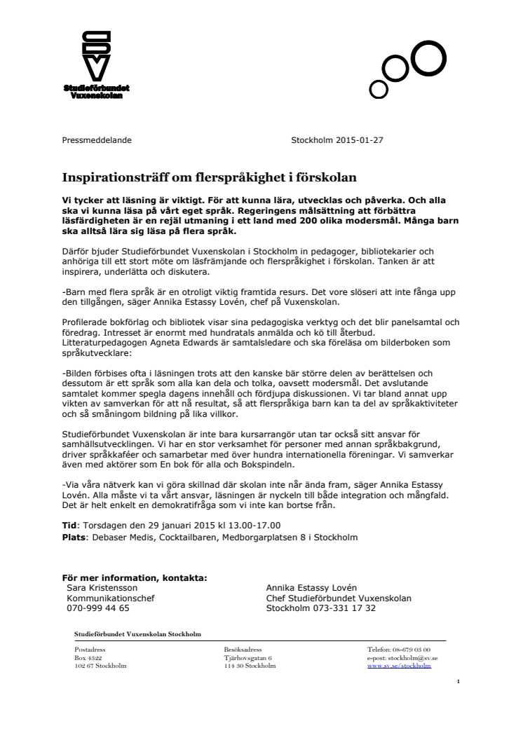 Inspirationsträff om flerspråkighet i förskolan