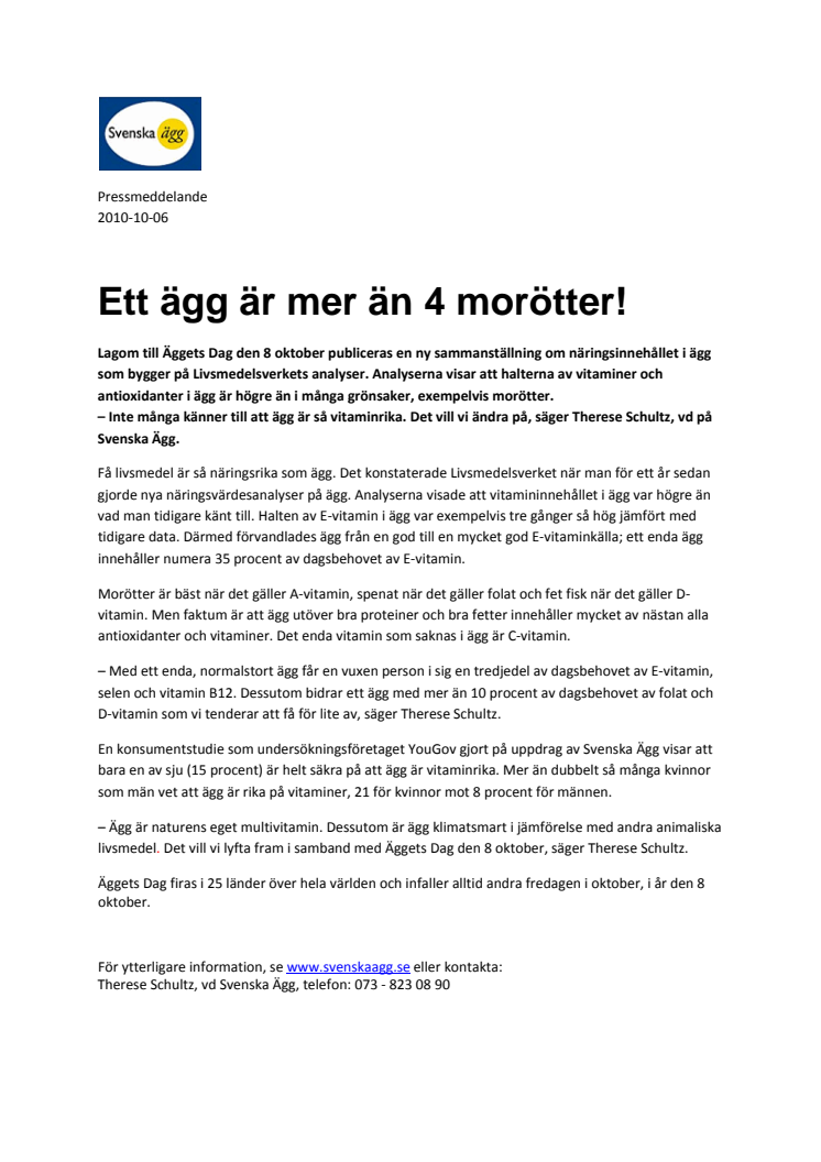 Ett ägg är mer än 4 morötter!