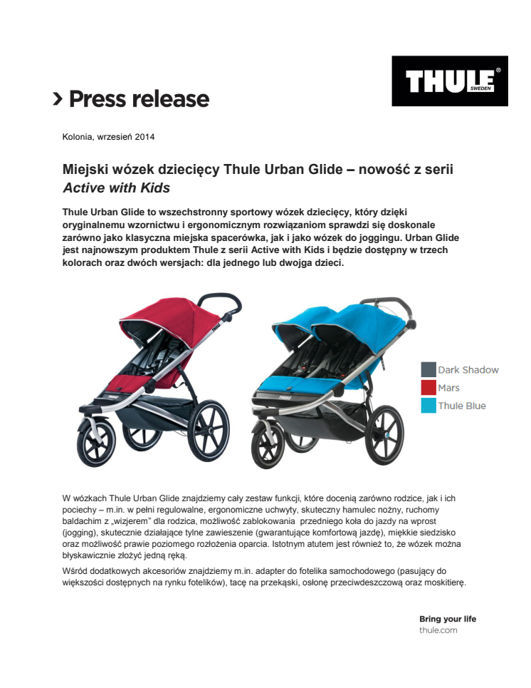 Miejski wózek dziecięcy Thule Urban Glide – nowość z serii Active with Kids 