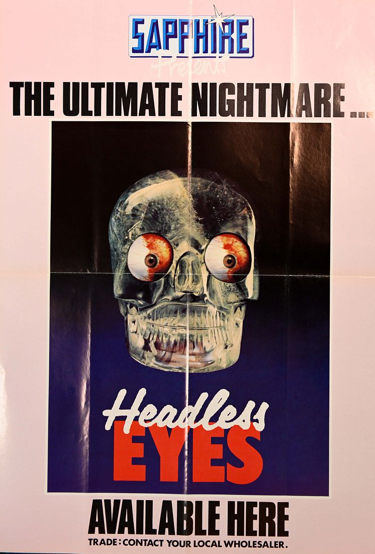 The Headless Eyes (1971), American horror film written and directed by Kent Bateman. Original memorabilia part of the group's collection