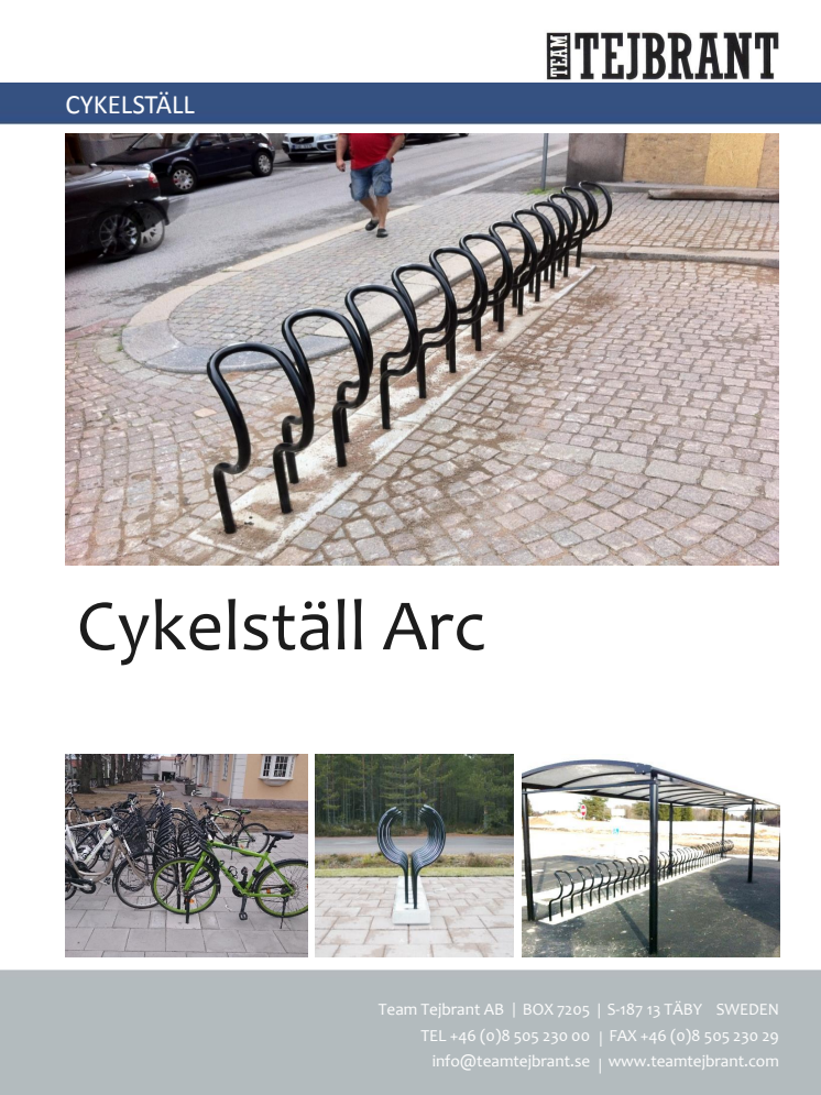 Produktblad Cykelställ Arc