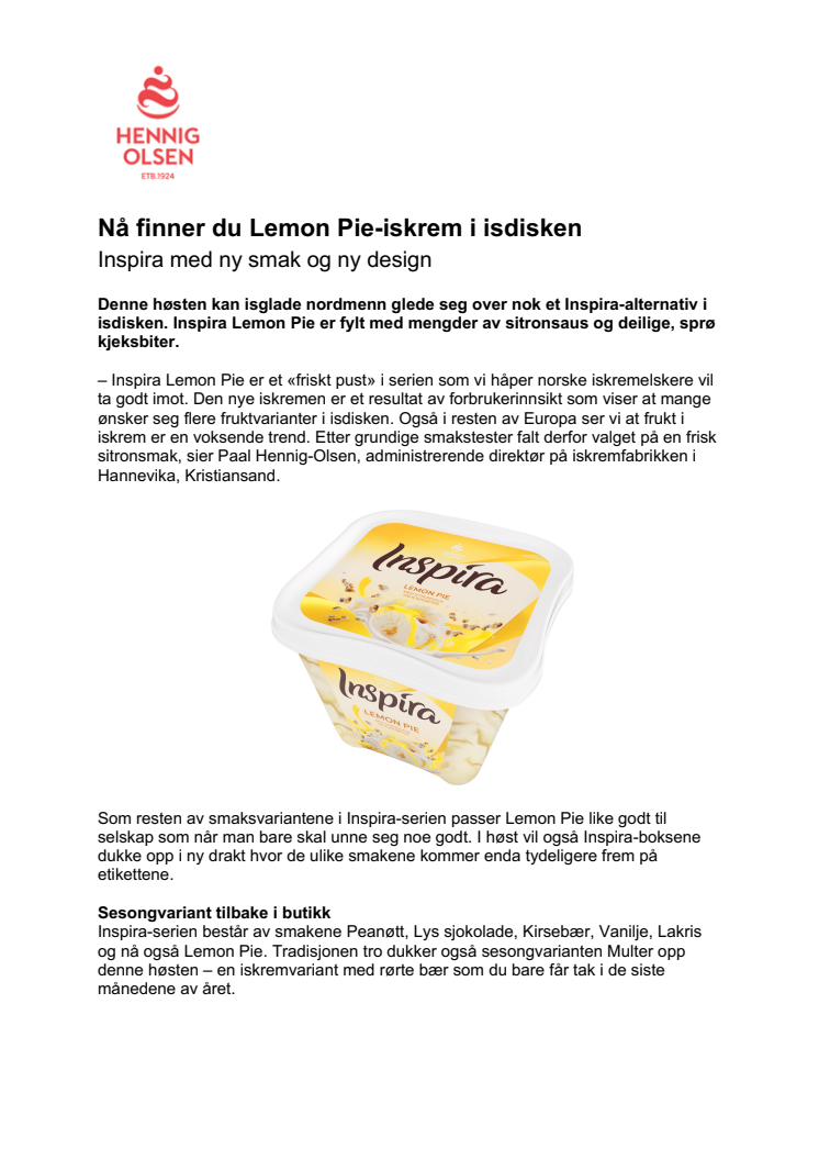 Nå finner du Lemon Pie-iskrem i isdisken