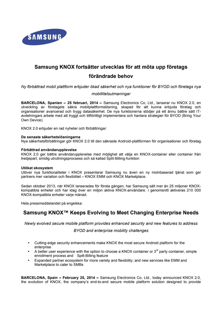 Samsung KNOX fortsätter utvecklas för att möta upp företags förändrade behov