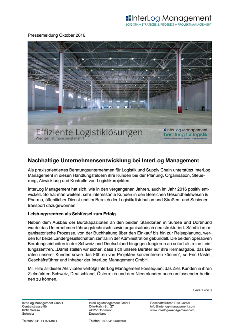 Nachhaltige Unternehmensentwicklung bei InterLog Management