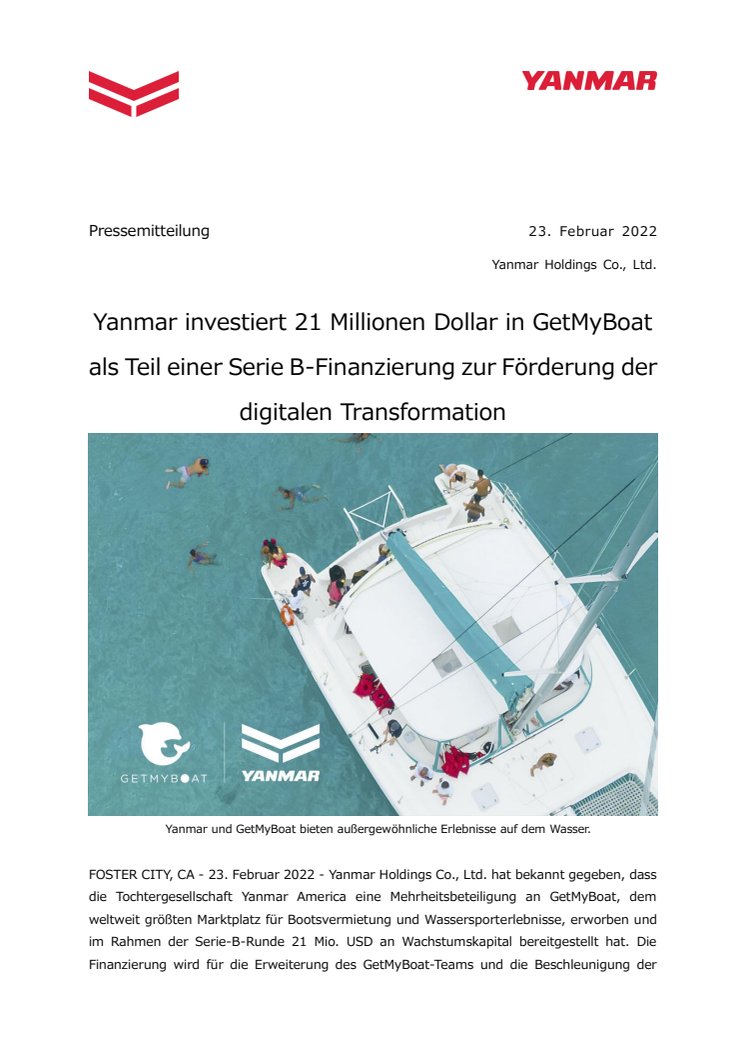 Yanmar investiert 21 Millionen Dollar in GetMyBoat als Teil einer Serie B-Finanzierung zur Förderung der digitalen Transformation.pdf