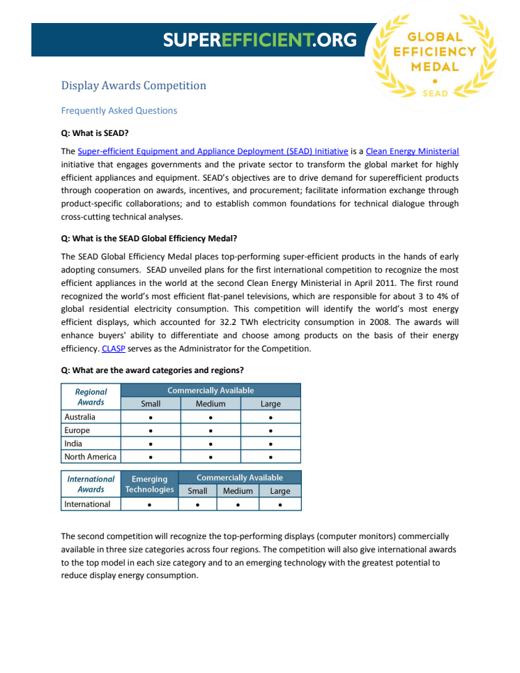 SEAD Display rules FAQs sheet