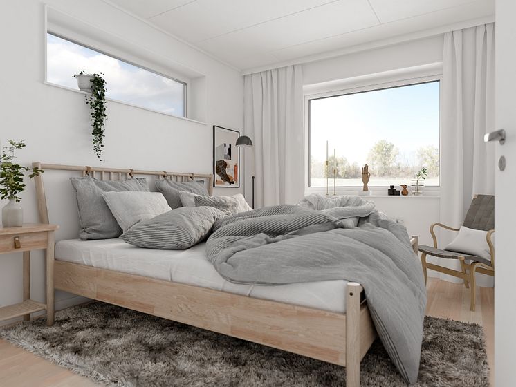Brf Skogshem - 3D-bild av sovrum