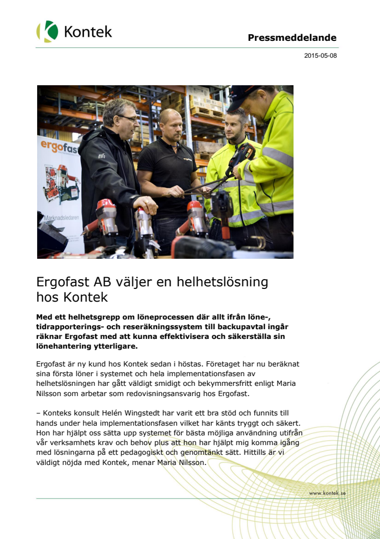 Ergofast AB väljer en helhetslösning hos Kontek