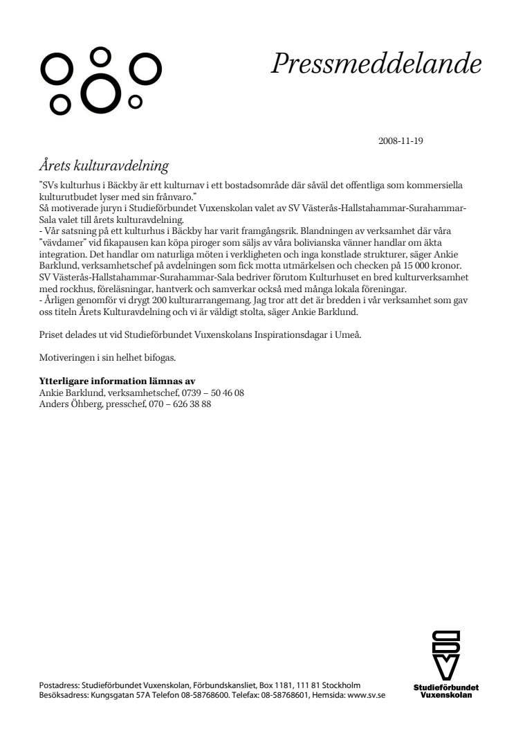 Årets kulturavdelning