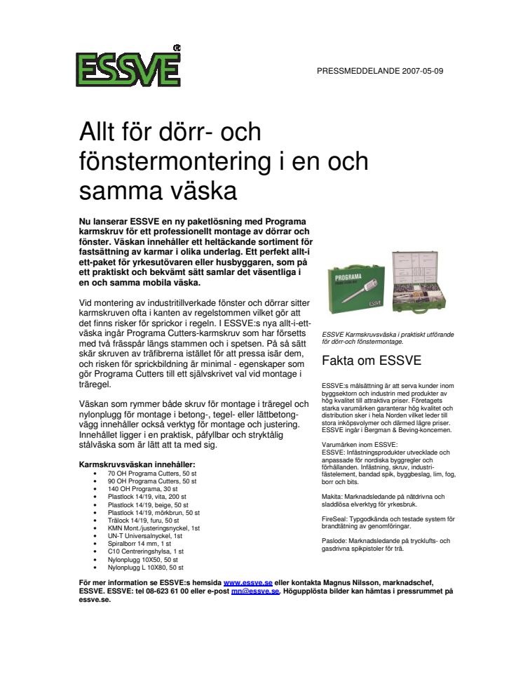 Allt för dörr- och fönstermontering i en och samma väska