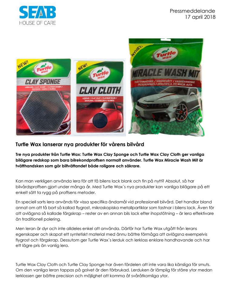 Turtle Wax lanserar nya produkter för vårens bilvård