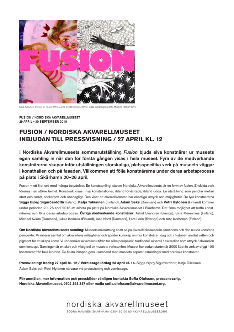 Fusion på Nordiska Akvarellmuseet  / Pressvisning 27 april