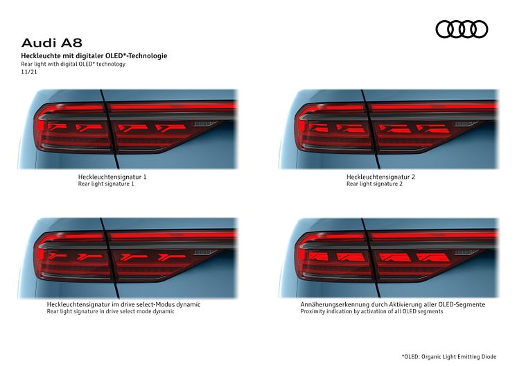 Audi A8 OLED-baglygter