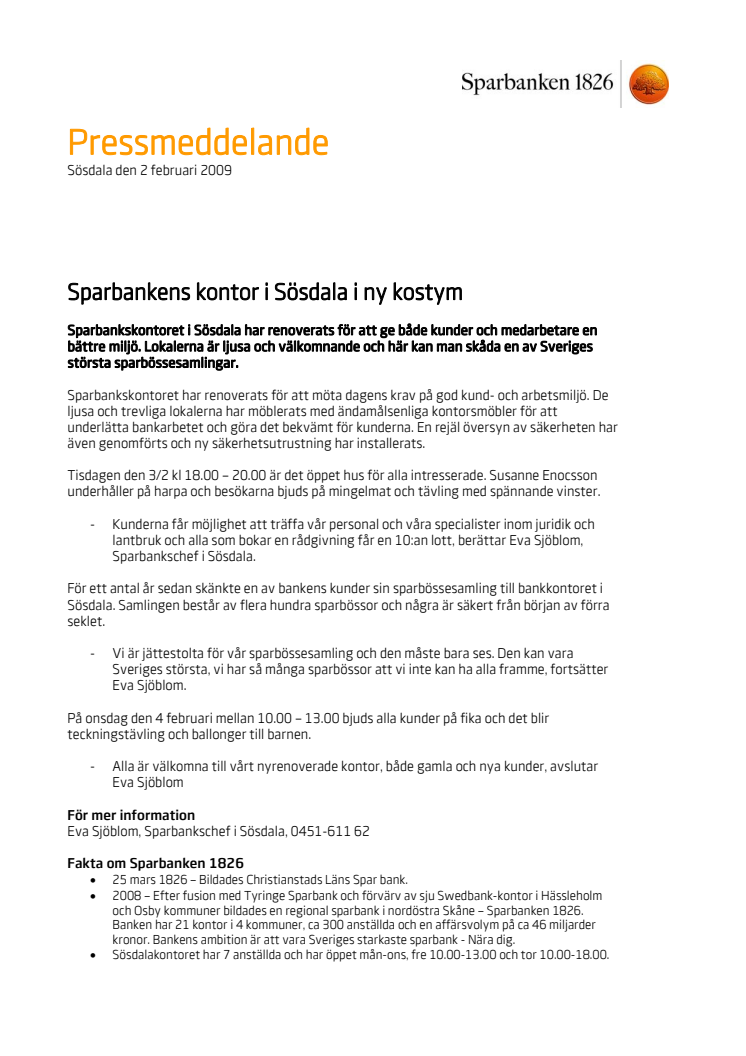 Sparbankens kontor i Sösdala i ny kostym