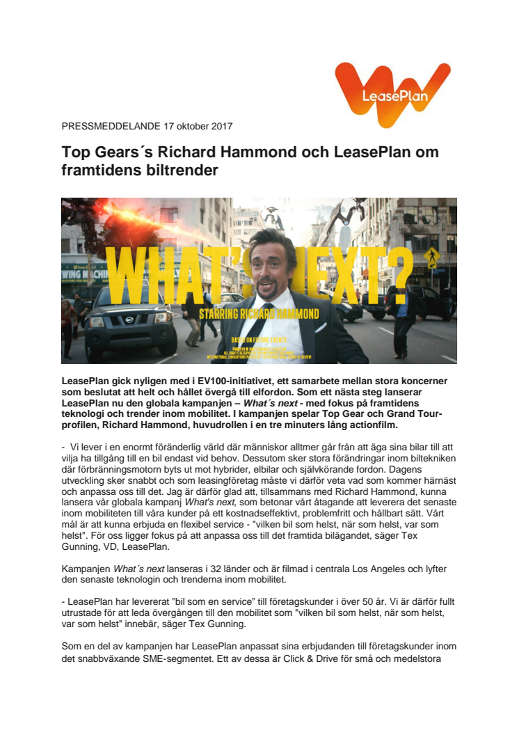 Top Gears's Richard Hammond och LeasePlan om framtidens biltrender