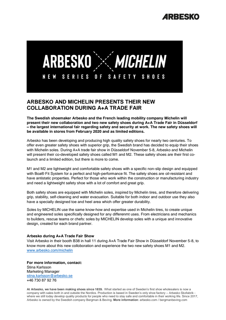 Arbesko and Michelin presents their new collaboration during A+A trade fair 