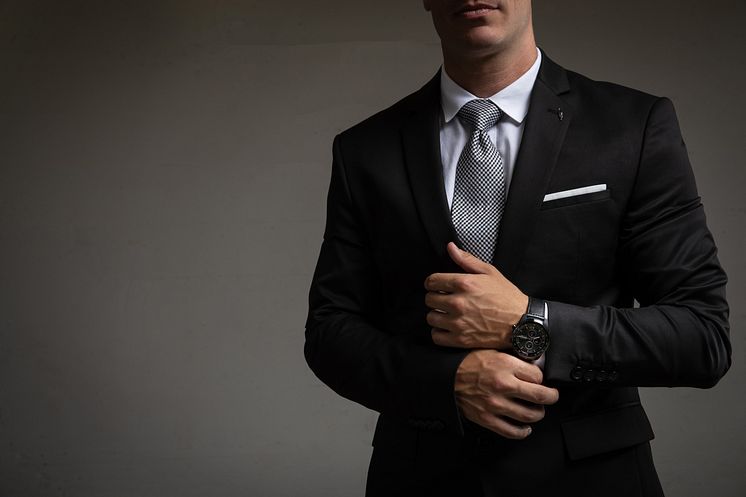 TicWatch Pro Elegant Black with suit