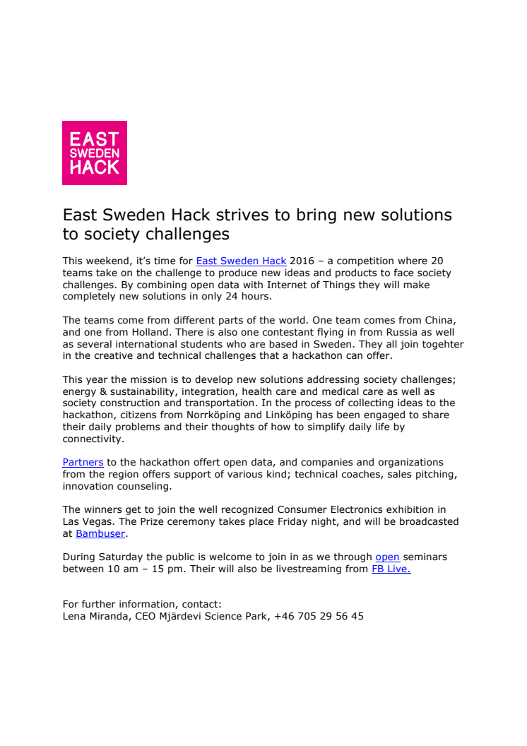 East Sweden Hack strives to bring new solutions to society challenges
