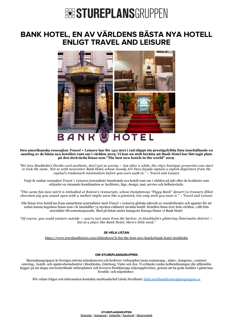 BANK HOTEL - TRAVEL AND LEISURE
