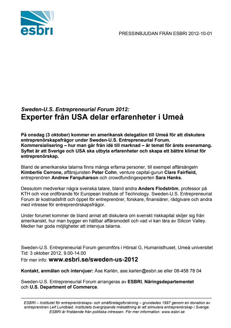 Experter från USA delar erfarenheter i Umeå