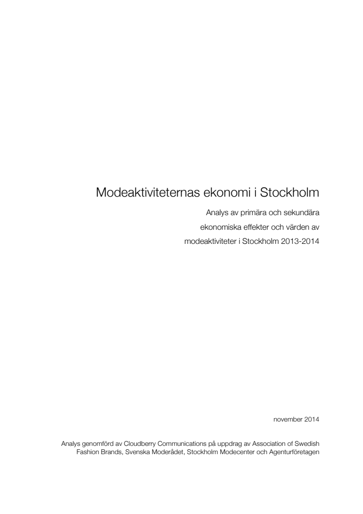 Modeaktiviteternas ekonomi i Stockholm