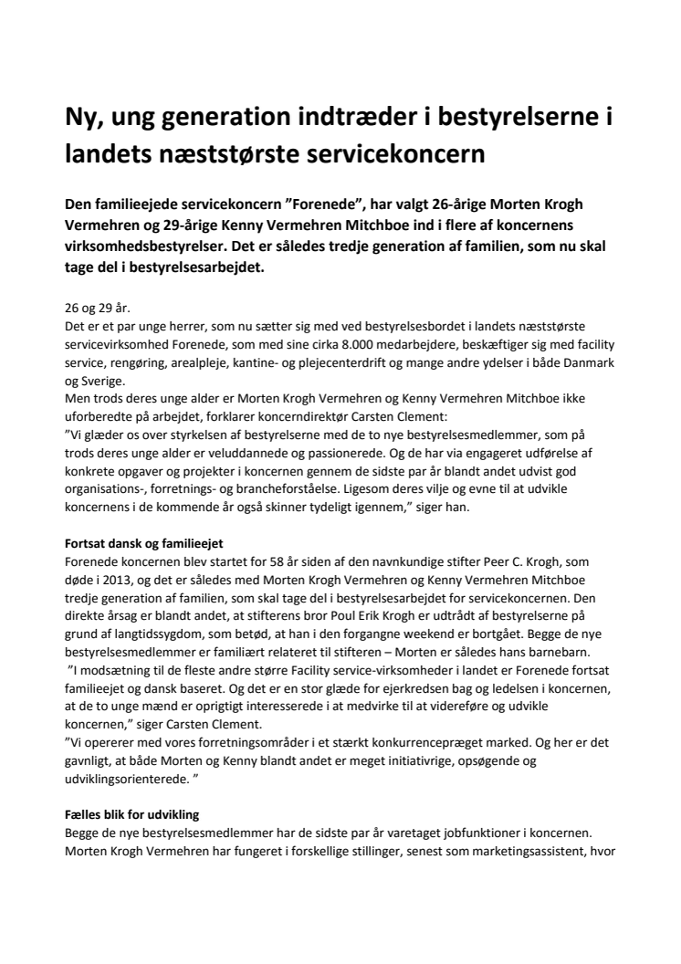 Ny, ung generation indtræder i bestyrelserne i landets næststørste servicekoncern